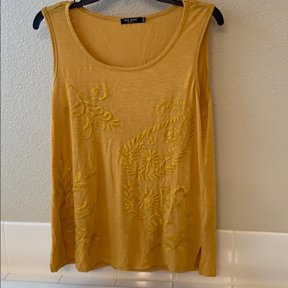Max Studio embroidered gold/orange tank
